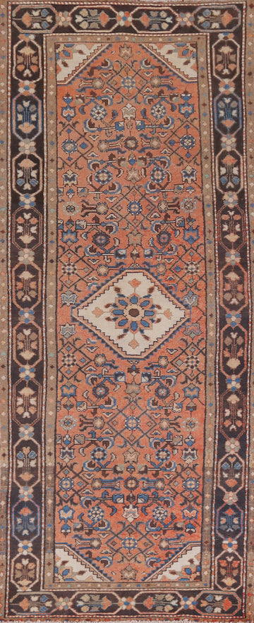 Vintage Wool Hamedan Persian Runner Rug 3x10