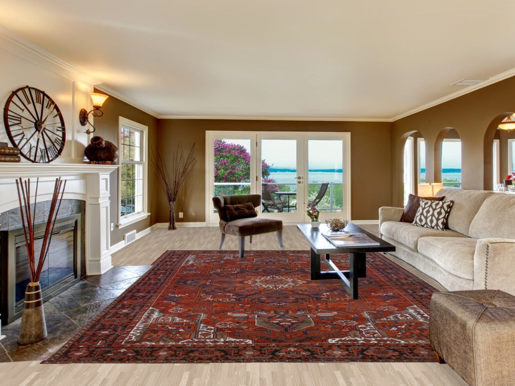 Wool Geometric Heriz Persian Area Rug 10x13