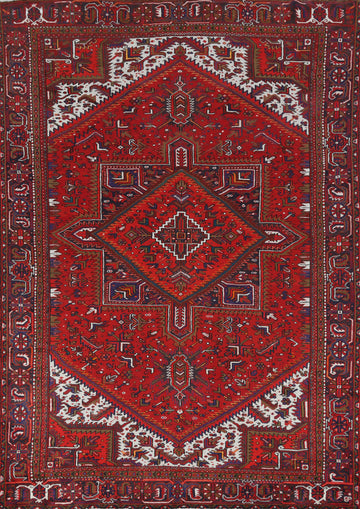 Red Geometric Heriz Persian Area Rug 8x11