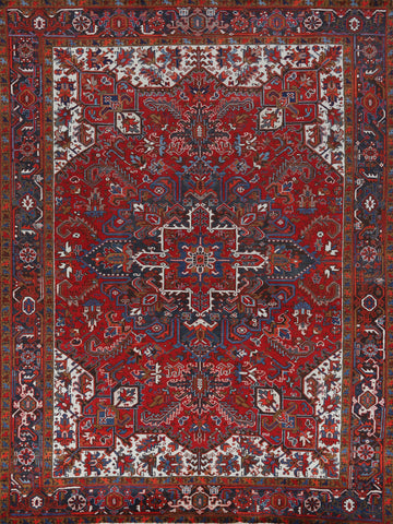 Vintage Geometric Heriz Persian Area Rug 8x10