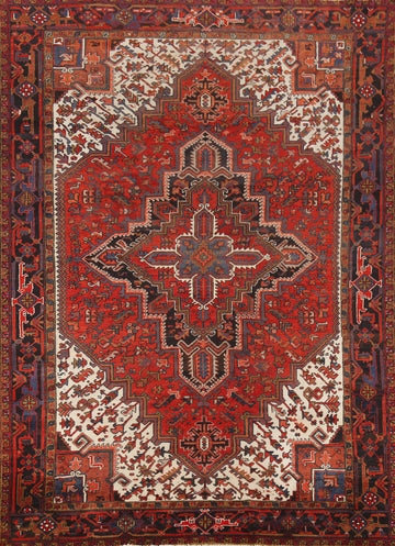 Vintage Geometric Heriz Persian Area Rug 8x11