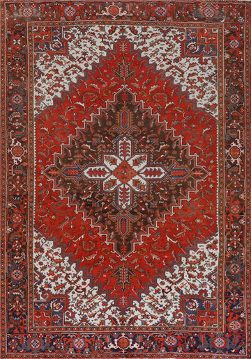 Vintage Red Wool Heriz Persian Area Rug 8x11