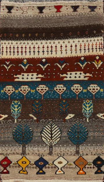 Striped Wool Gabbeh Persian Rug 3x6
