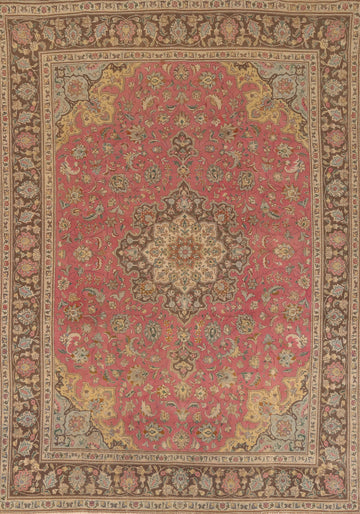 Floral Pink Tabriz Persian Area Rug 8x11