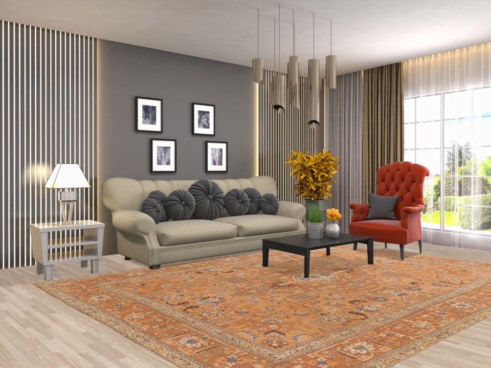 Geometric Wool Tabriz Persian Area Rug 8x11