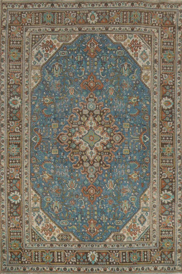 Blue Handmade Tabriz Persian Area Rug 7x9
