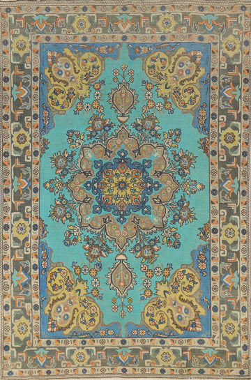 Turquoise Blue Tabriz Persian Area Rug 6x9