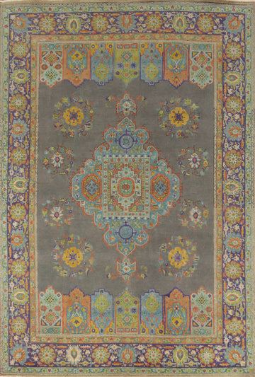 Gray Wool Tabriz Persian Area Rug 8x11
