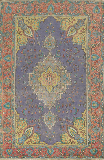 Traditional Purple Tabriz Persian Area Rug 7x10