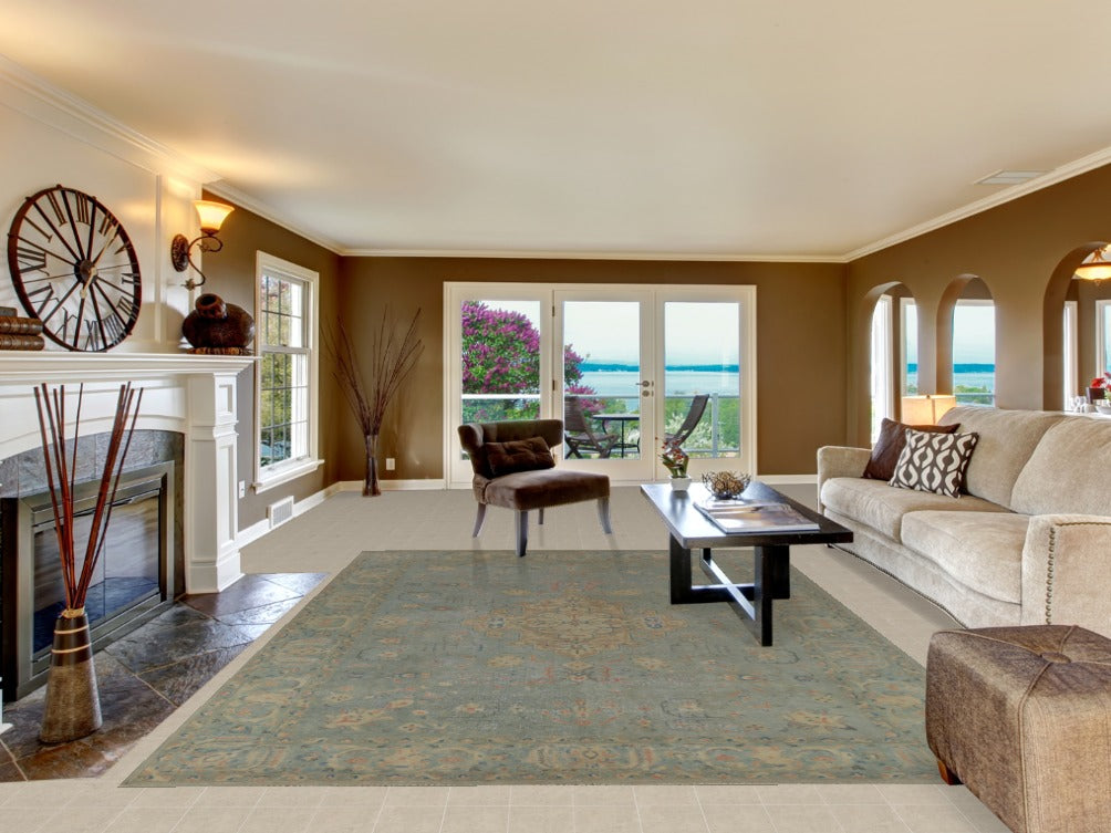 Blue Medallion Wool Tabriz Persian Area Rug 8x12