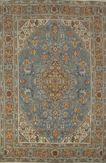 Blue Vintage Tabriz Persian Area Rug 7x10