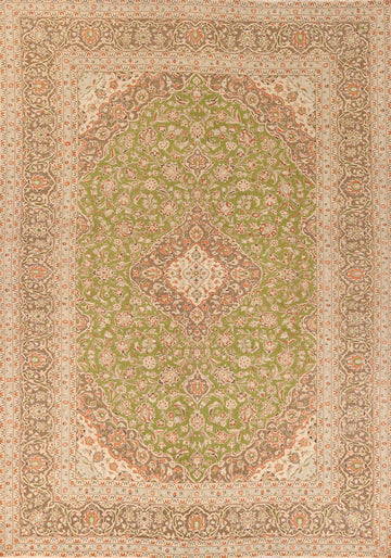 Traditional Green Mashad Persian Area Rug 10x13