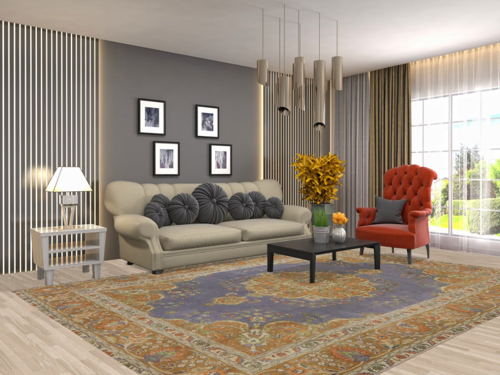 Traditional Purple Tabriz Persian Area Rug 8x11