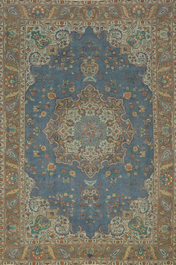 Traditional Blue Tabriz Persian Area Rug 7x10