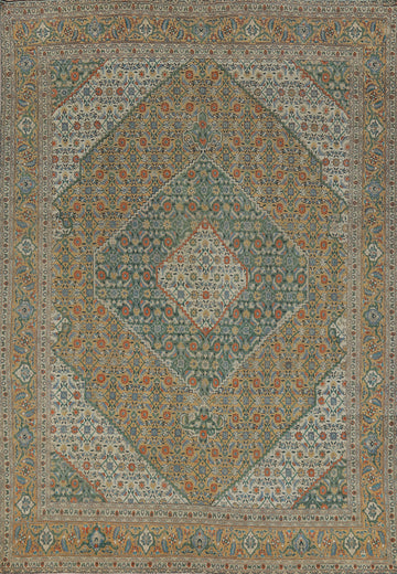 Vintage Wool Tabriz Persian Area Rug 9x12