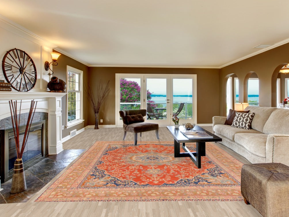 Floral Traditional Mashad Persian Area Rug 9x12