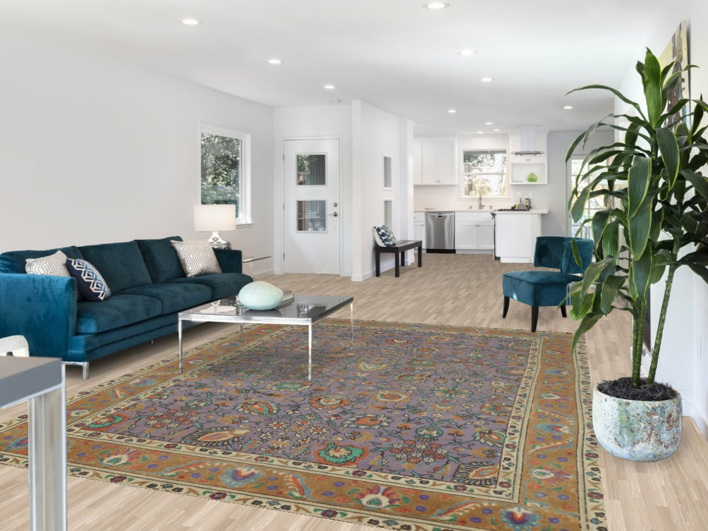 Purple Floral Tabriz Persian Area Rug 8x10