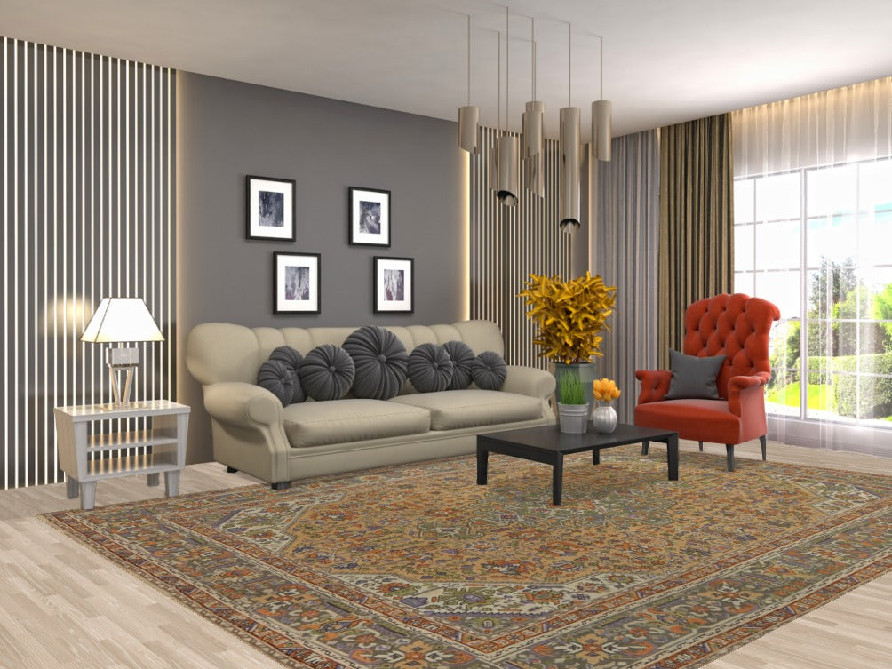 Vintage Wool Tabriz Persian Area Rug 8x11