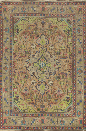Geometric Wool Tabriz Persian Area Rug 6x9