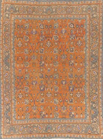 All-Over Floral Wool Tabriz Persian Area Rug 10x13