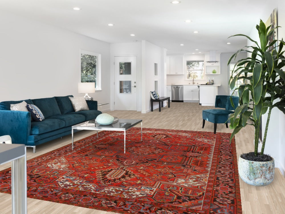 Geometric Wool Heriz Persian Area Rug 8x11