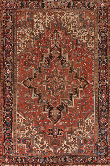 Geometric Wool Heriz Persian Area Rug 7x10