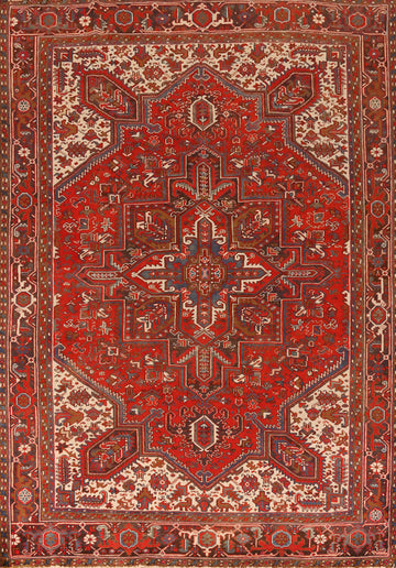 Red Geometric Heriz Persian Area Rug 8x11