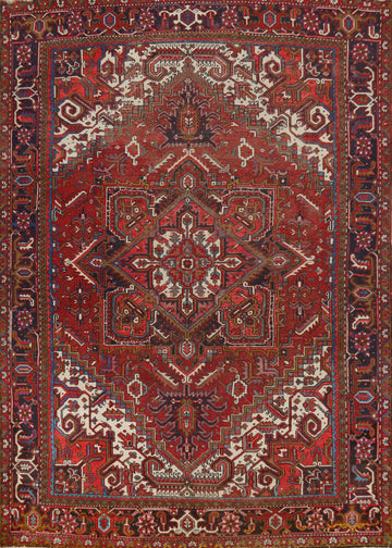 Geometric Wool Heriz Persian Area Rug 9x11