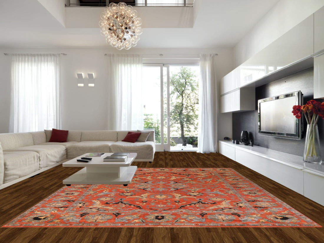 All-Over Floral Heriz Serapi Indian Large Rug 12x15