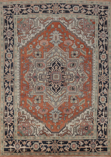 Orange Wool Heriz Serapi Indian Area Rug 8x10
