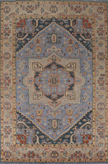Blue Geometric Oushak Indian Area Rug 8x10