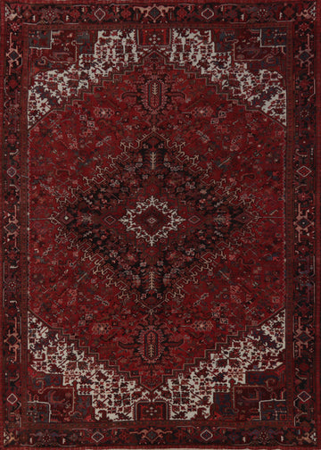 Geometric Wool Medallion Heriz Persian Area Rug 10x13