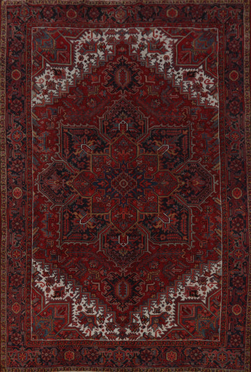Vintage Red Wool Heriz Serapi Persian Area Rug 8x11