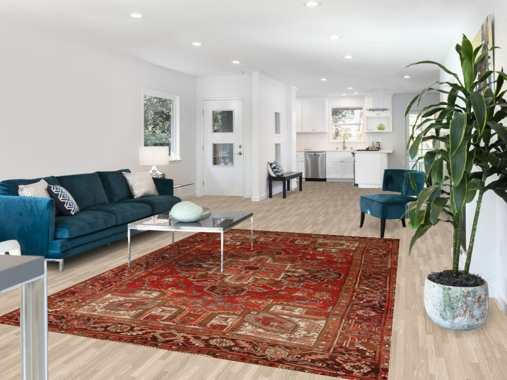 Geometric Heriz Persian Area Rug 7x10