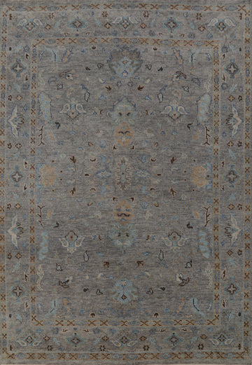All-Over Gray Oushak Indian Area Rug 8x10