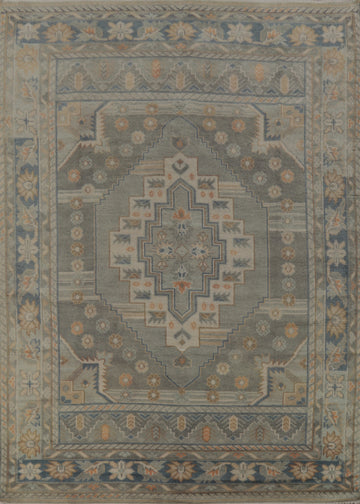 Geometric Gray Oushak Indian Area Rug 8x10