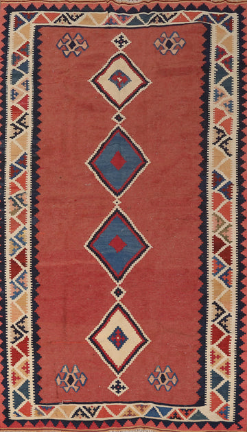 Vegetable Dye Kilim Qashqai Persian Area Rug 5x10