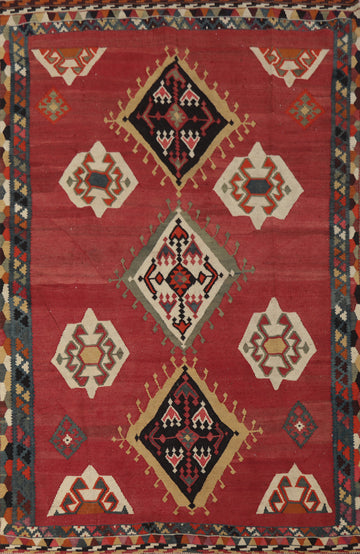 Vegetable Dye Kilim Qashqai Persian Area Rug 5x8