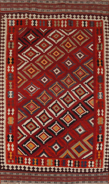 Vegetable Dye Kilim Qashqai Persian Area Rug 5x9