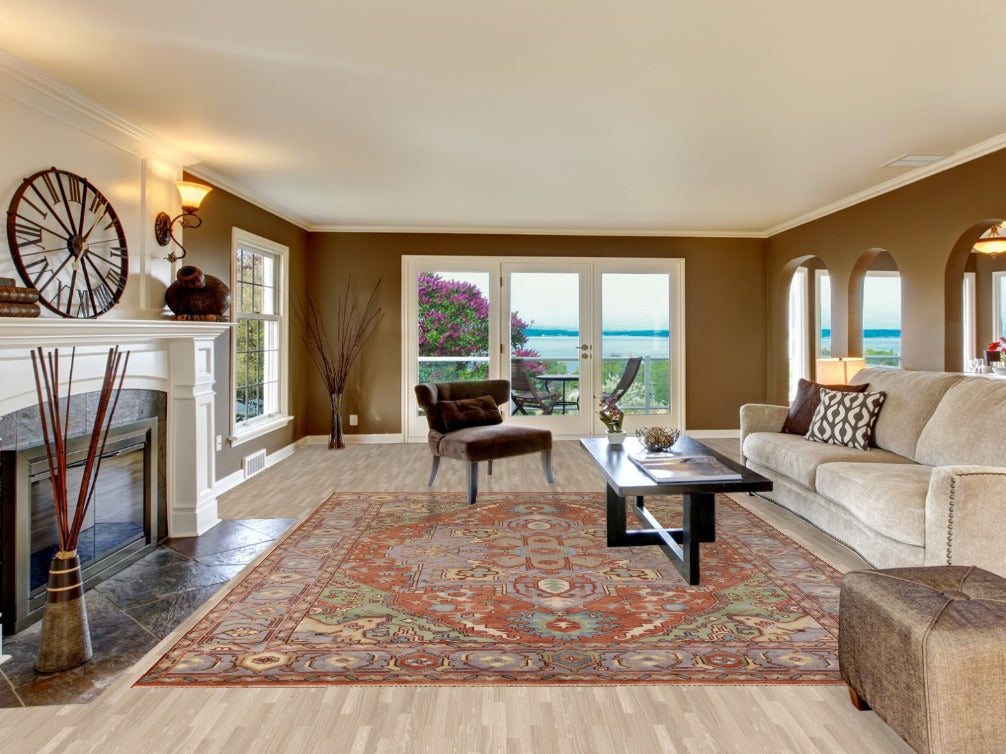 Geometric Heriz Serapi Indian Area Rug 9x12