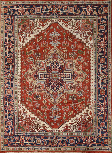 Geometric Heriz Serapi Indian Area Rug 8x10