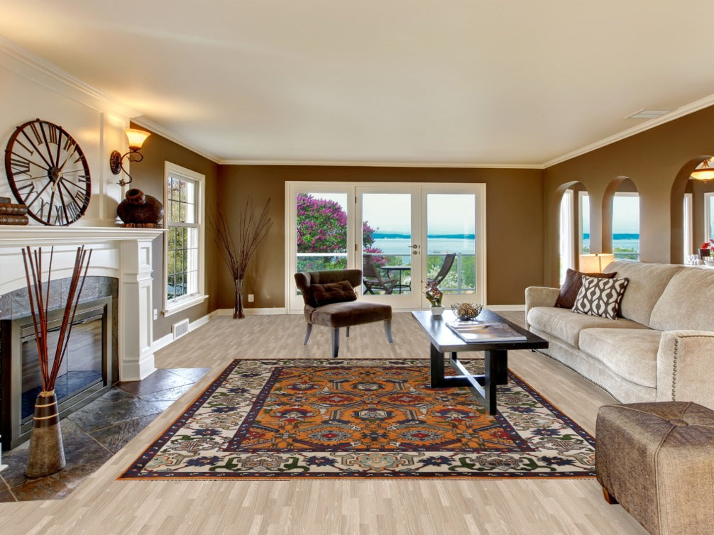 Orange Wool Heriz Serapi Indian Area Rug 8x10