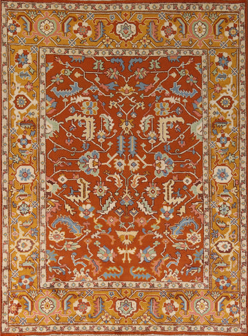All-Over Wool Orange Heriz Serapi Indian Area Rug 8x10