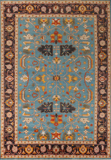 Light Blue Floral Heriz Serapi Indian Area Rug 9x12