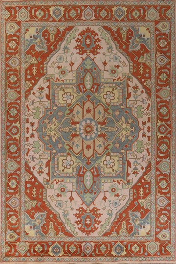 Geometric Heriz Serapi Indian Large Rug 10x14