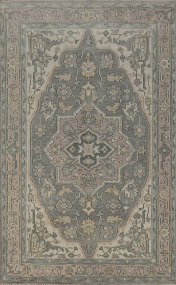 Handmade Gray Oushak Indian Area Rug 6x9