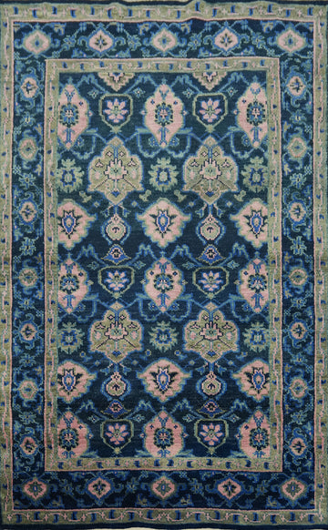 All-Over Blue Oushak Indian Area Rug 6x9
