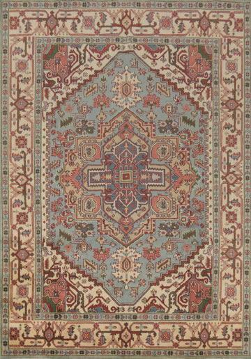 Light Blue Wool Heriz Serapi Indian Area Rug 8x10