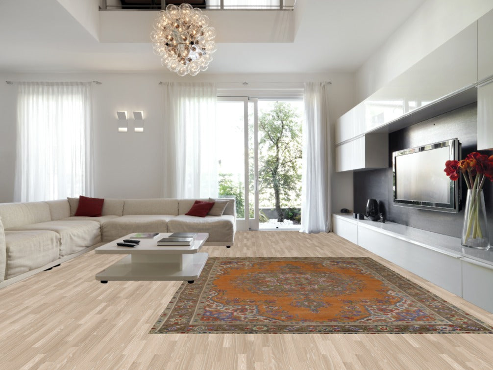 Traditional Wool Orange Tabriz Persian Area Rug 10x13