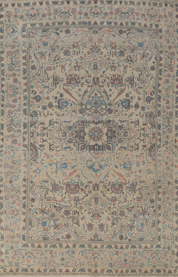 Distressed Wool Tabriz Persian Area Rug 6x9